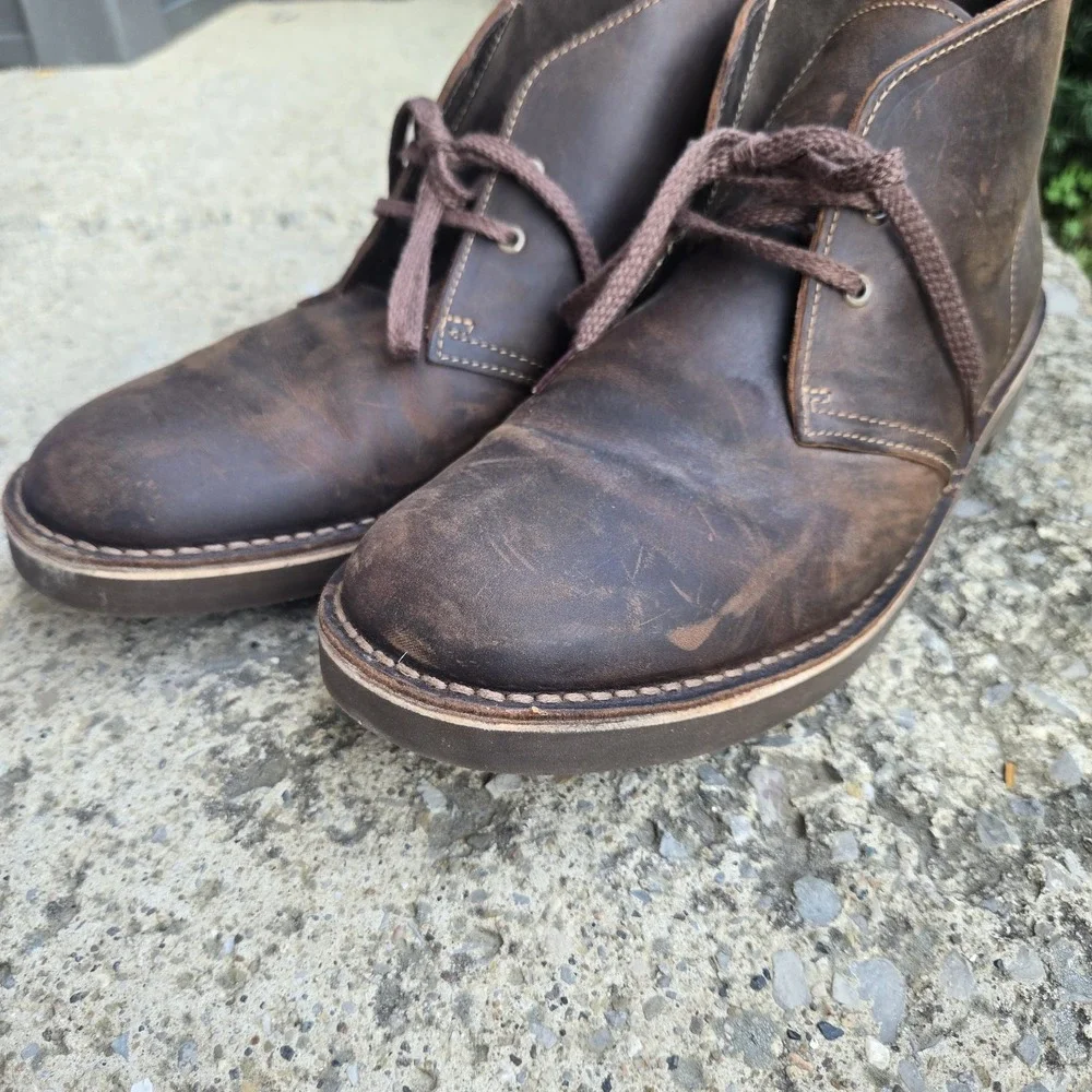 Clarks Desert Boot Brown Leather Chukka Boots Men's Size 10 M Lace Up Casual